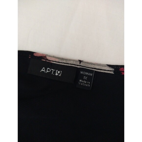 APT.9 Short Sleeve Ruffle Tiered Black Pink Purple Blouse Floral Womens Size 1XL - Picture 4 of 7